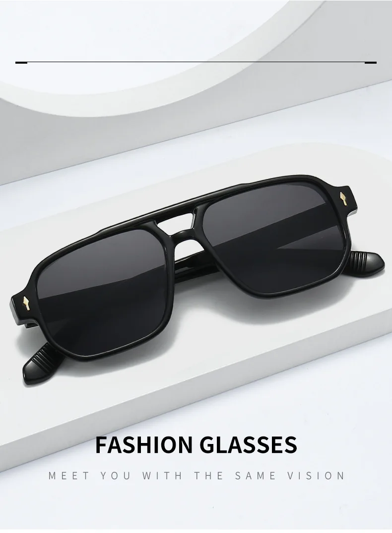 BOYSEEN Men's Square Tortoiseshell Sunglasses Preppy Style Black Frame Eyewear Can Make Prescription