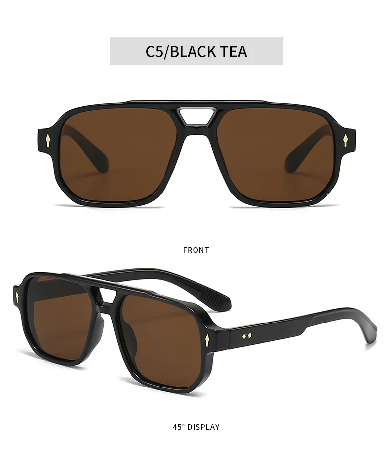 BOYSEEN Men's Square Tortoiseshell Sunglasses Preppy Style Black Frame Eyewear Can Make Prescription