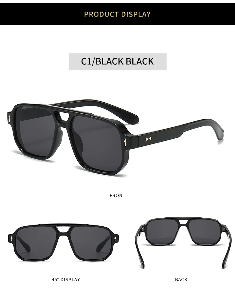 BOYSEEN Men's Square Tortoiseshell Sunglasses Preppy Style Black Frame Eyewear Can Make Prescription