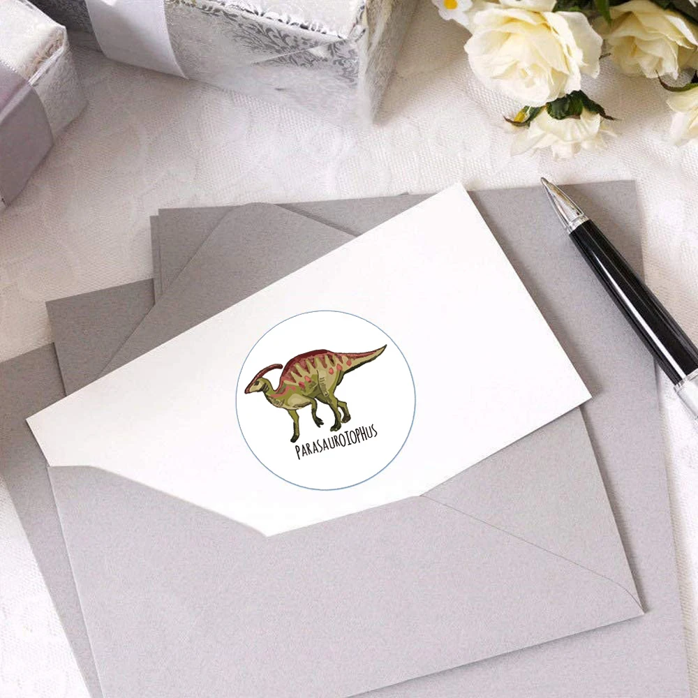 100-500pcs 1'' Round Dinosaur Stickers for Teacher Reward Stickers School Supplies Animal Incentive Roll Sticker for Home