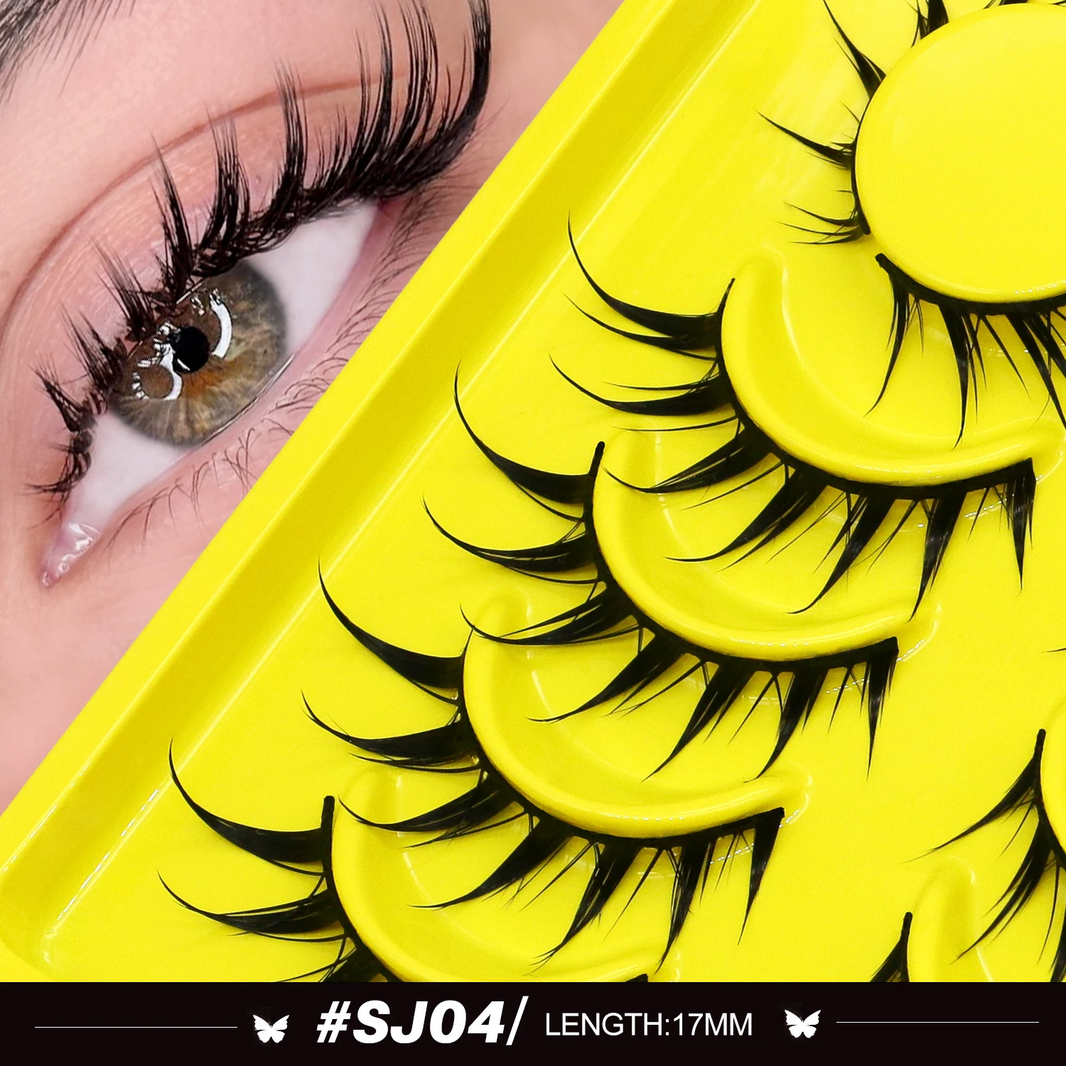 Lasvirey Cat Eye Lashes Manga Lashes Styles 3D Faux Mink Lashes Soft Cross Wispy Natural Winged End Eye Elongated Eyelash Makeup