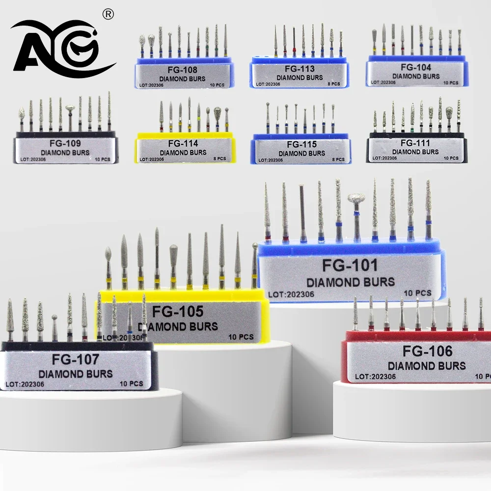 AG 1 Box Dental Diamond Burs Drill for High Speed Handpiece Dentist Burs FG Series Dia.1.6mm