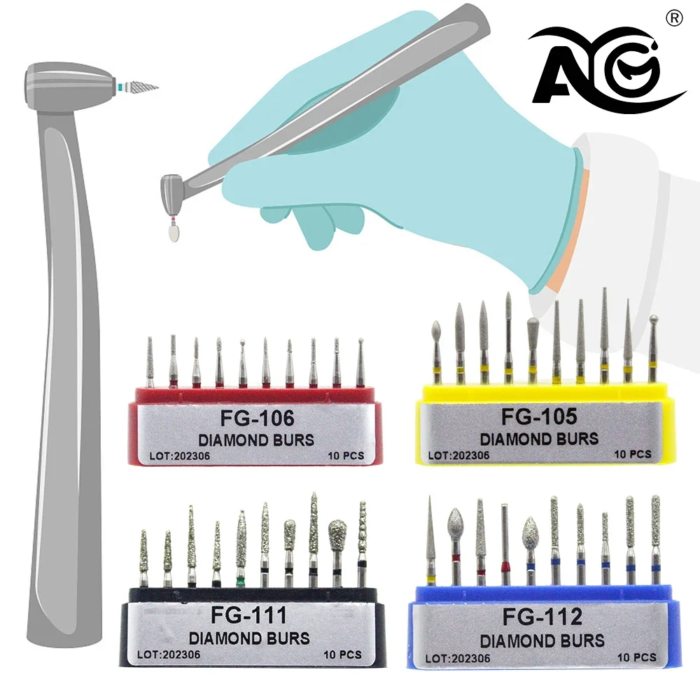 AG 1 Box Dental Diamond Burs Drill for High Speed Handpiece Dentist Burs FG Series Dia.1.6mm