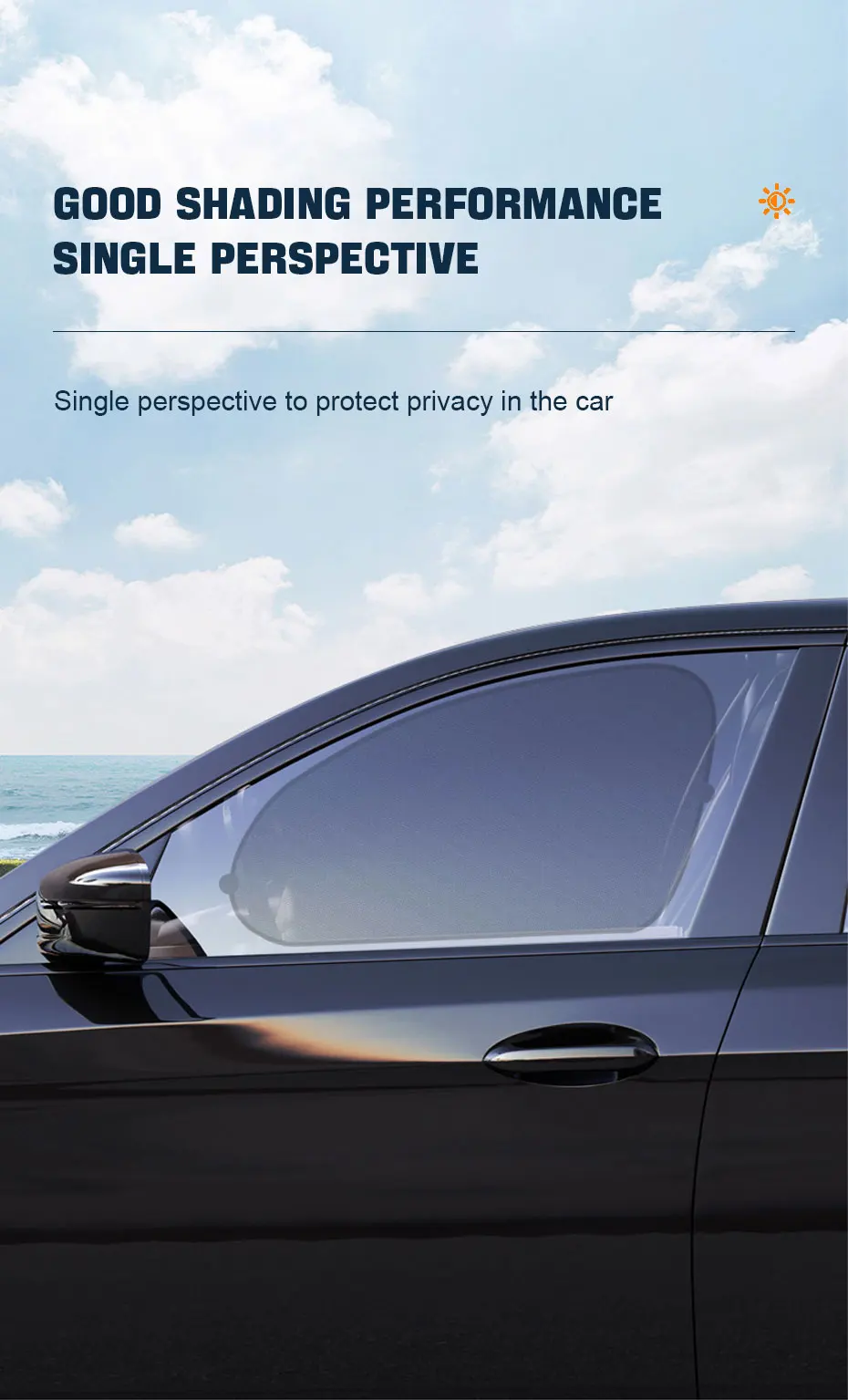 SEAMETAL Car Sun Shade Side Window Curtain Front Rear Window Sunshade Summer UV Blocking Suction Cup Car Sun Protection Curtains