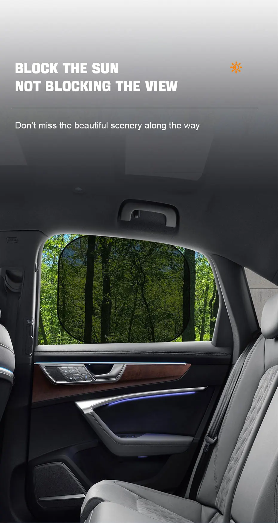 SEAMETAL Car Sun Shade Side Window Curtain Front Rear Window Sunshade Summer UV Blocking Suction Cup Car Sun Protection Curtains