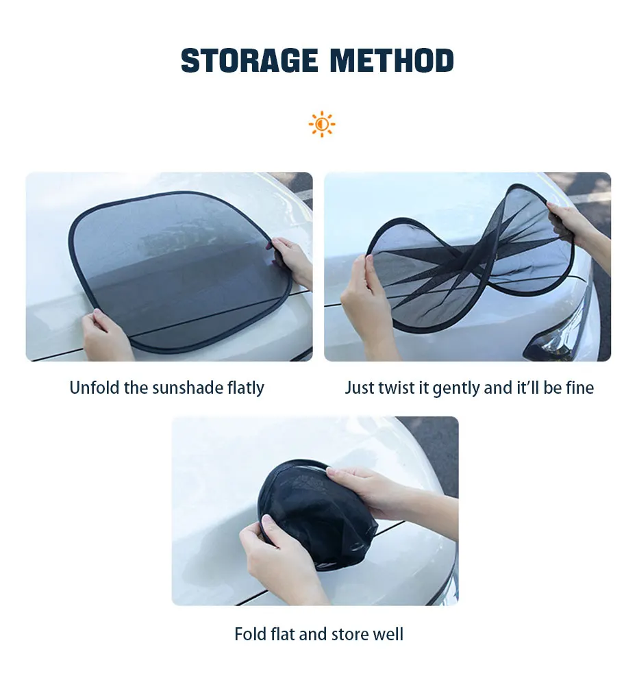 SEAMETAL Car Sun Shade Side Window Curtain Front Rear Window Sunshade Summer UV Blocking Suction Cup Car Sun Protection Curtains