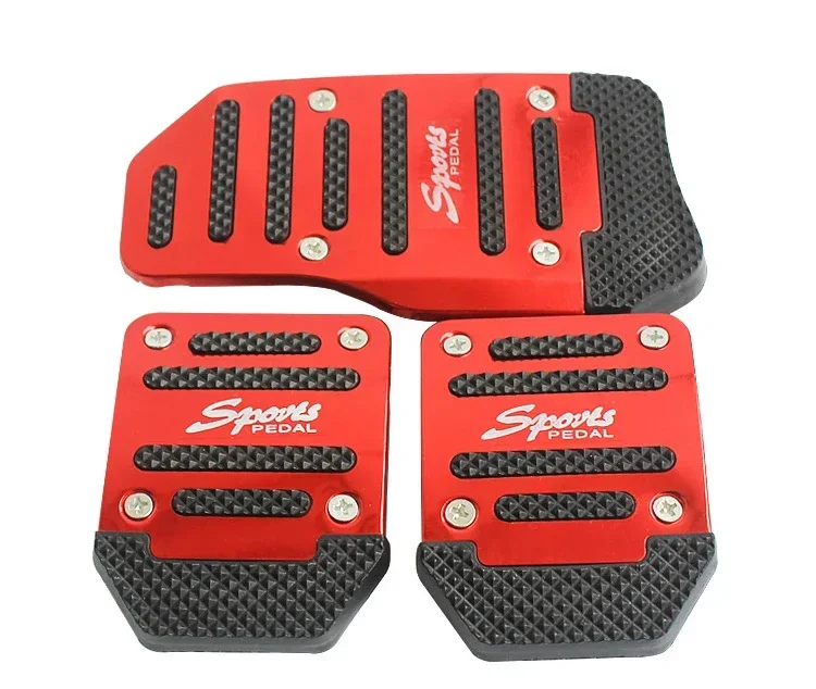 New 2Pcs/3Pcs/set Universal Non-Slip Aluminum Manual Transmission Car Pedal Cover Set Kit Pedali Red/Blue/Silver Car Accessories