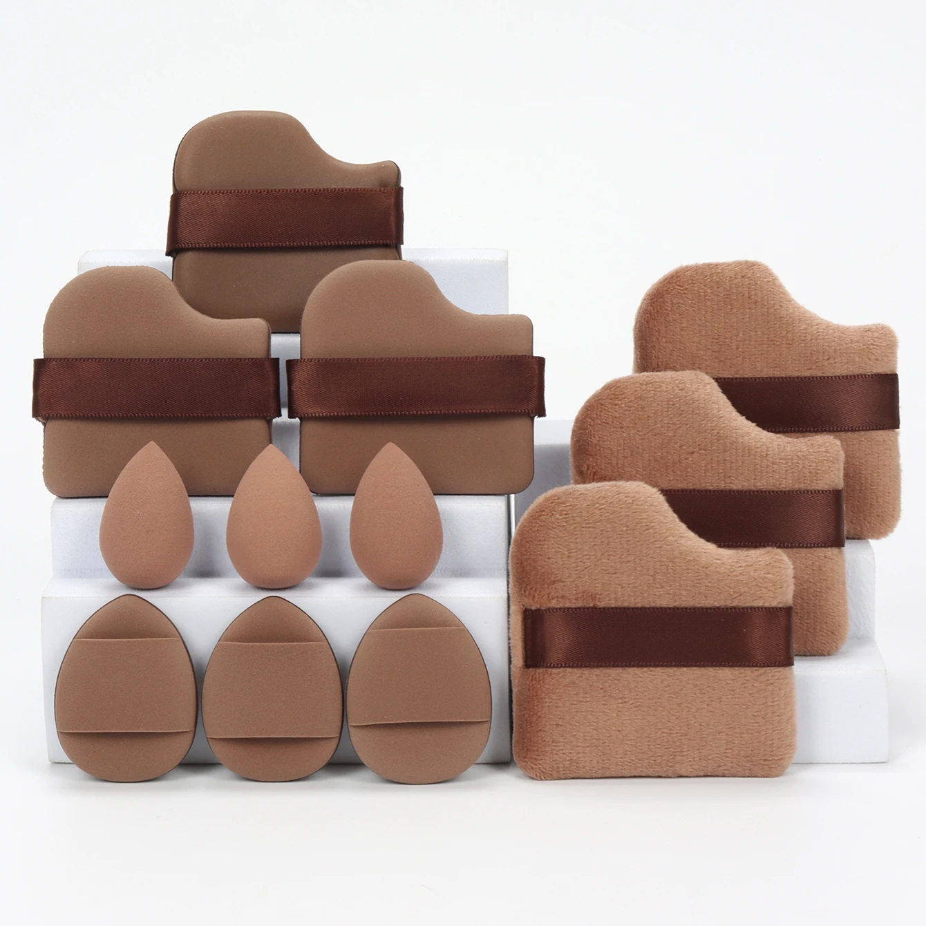 12-Piece All-Purpose Makeup Sponge Set, Made of 3 Loose Powder Puffs, 3 Mini Air Cushion Puffs, 3 Beauty Eggs and 3 Mini Beauty