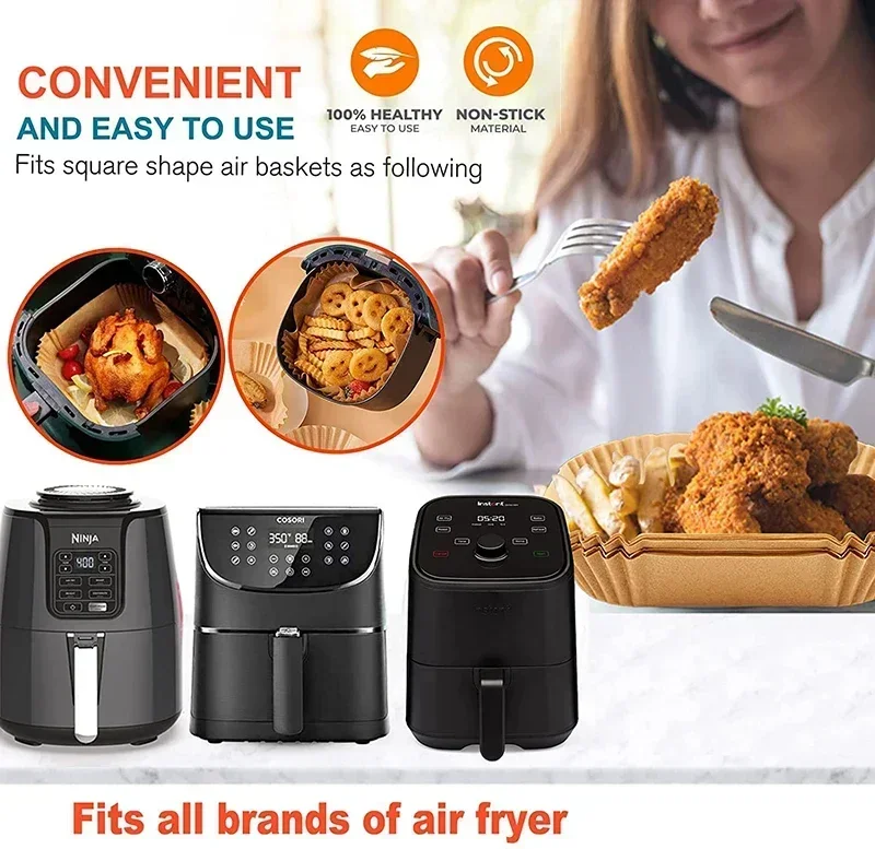 50/100/200Pcs Air Fryer Baking Paper Non-Stick Airfryer Baking Papers Round Air-Fryer Paper Liners Paper Kitchen Accessories
