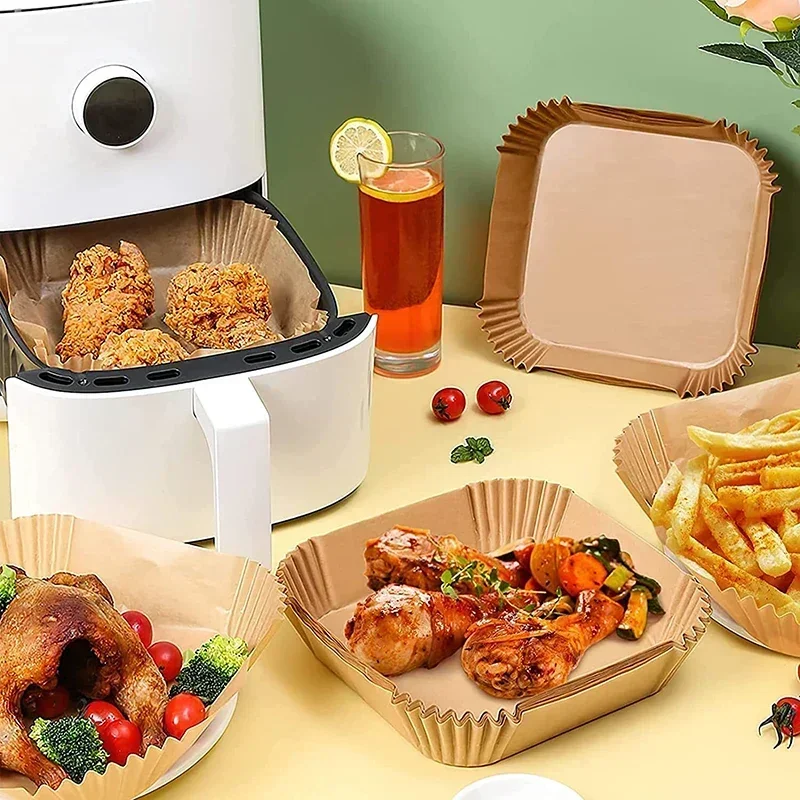 50/100/200Pcs Air Fryer Baking Paper Non-Stick Airfryer Baking Papers Round Air-Fryer Paper Liners Paper Kitchen Accessories