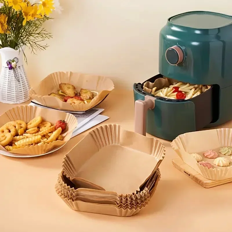 50/100/200Pcs Air Fryer Baking Paper Non-Stick Airfryer Baking Papers Round Air-Fryer Paper Liners Paper Kitchen Accessories