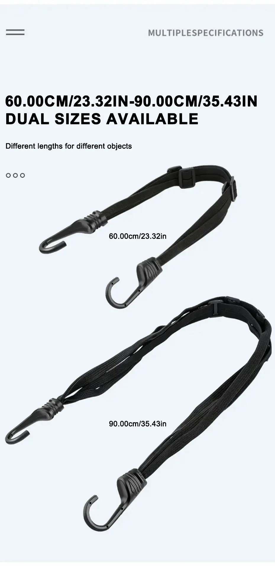 SEAMETAL Motorcycle Back Seat Helmet Strips Elastic Rope Motorcycle Helmet Fixed Strap Adjustment Fix Rope Goods Strap 60cm/90cm