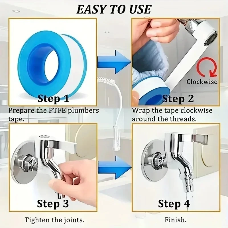 10PCS Thread Seal Tape – Waterproof Leak-Proof Plumbing Duct Tape for Pipe Fittings, Oil-Free Repair & Adhesives