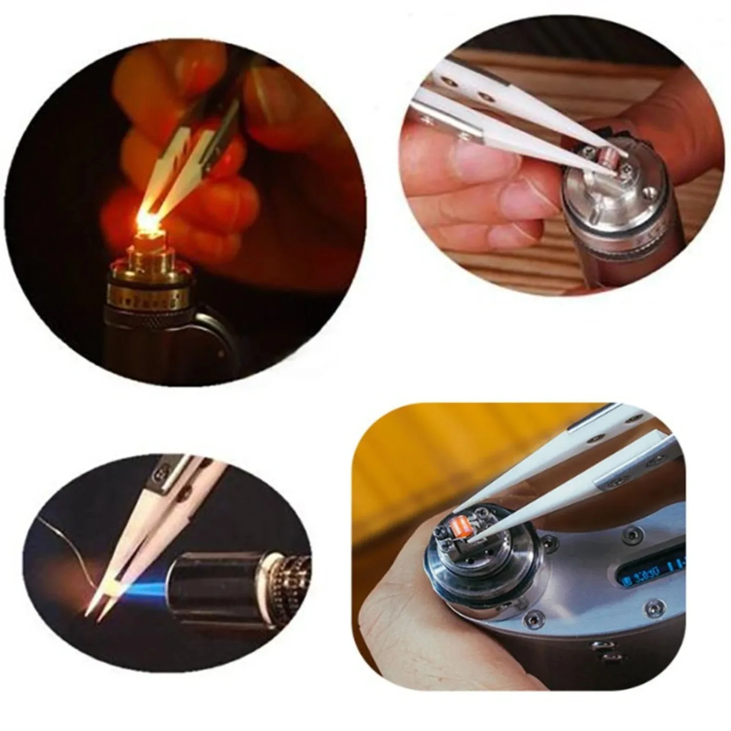 1200° Ceramic Tipped Stainless Steel Tweezers Tips Heat Pointed Resistant Tweezer Electronic Soldering Tweezers Fine Pointed Tip