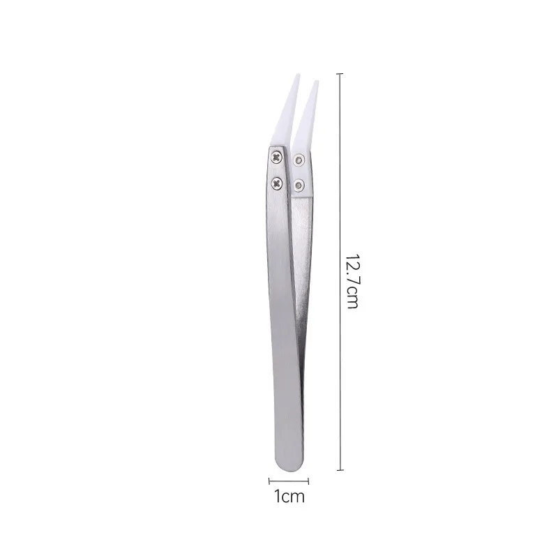 1200° Ceramic Tipped Stainless Steel Tweezers Tips Heat Pointed Resistant Tweezer Electronic Soldering Tweezers Fine Pointed Tip