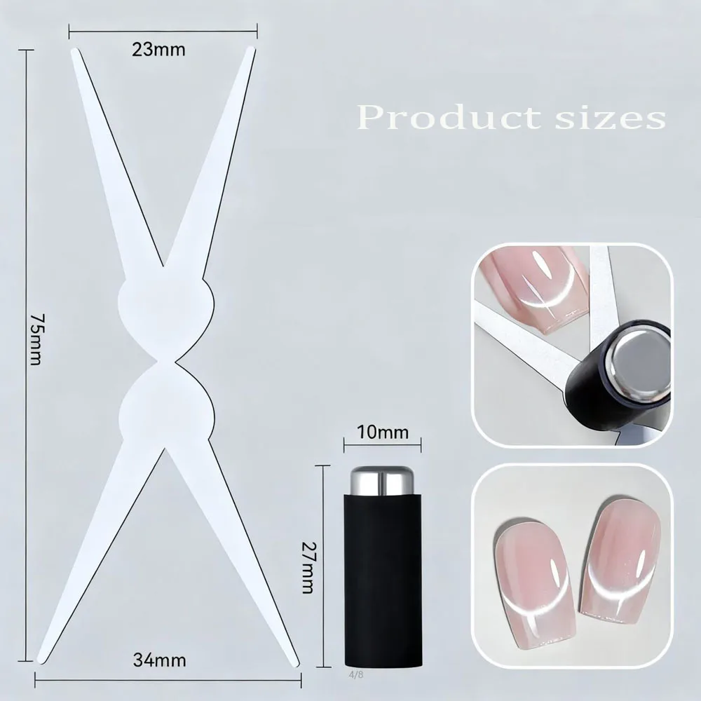 1/2Pcs Double-Head French Nail Art Magnet Set Strong Cat Eye Magnetic Rod French V-Shaped Effect Gel Polish Manicure Magnet Tool