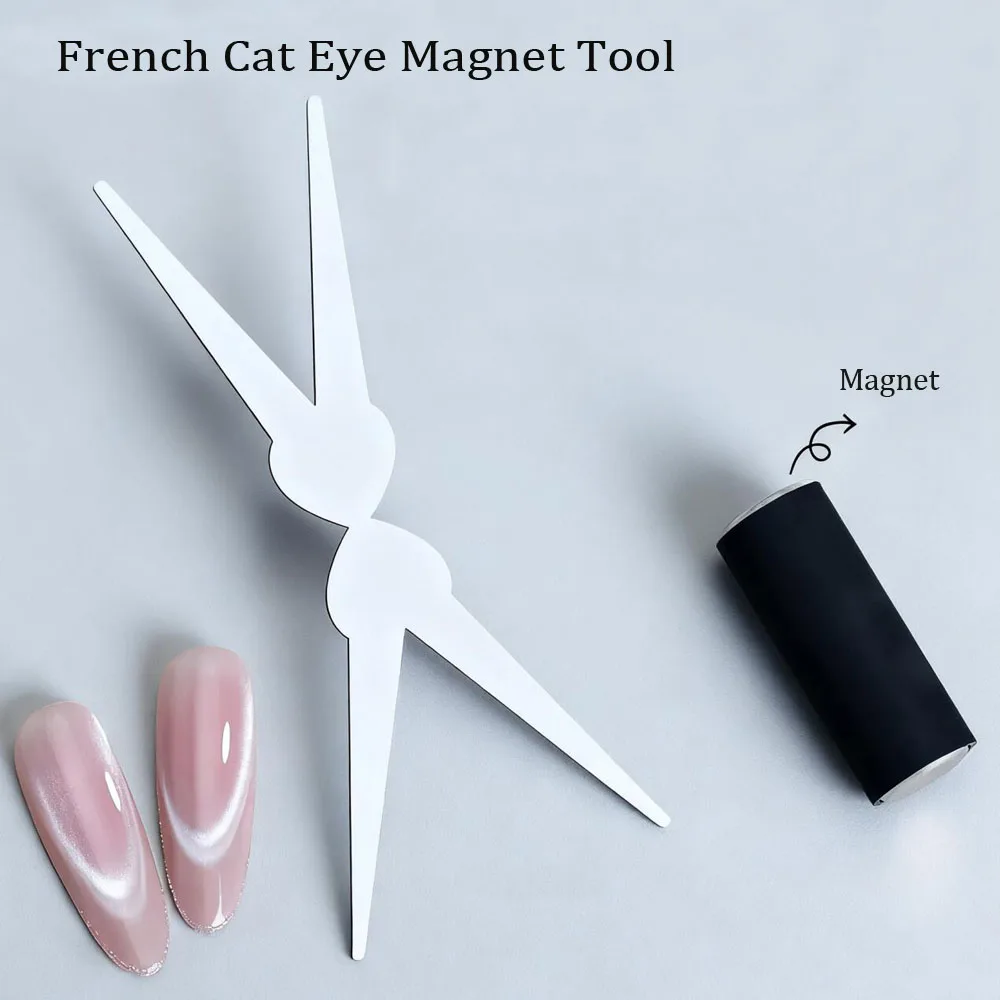 1/2Pcs Double-Head French Nail Art Magnet Set Strong Cat Eye Magnetic Rod French V-Shaped Effect Gel Polish Manicure Magnet Tool