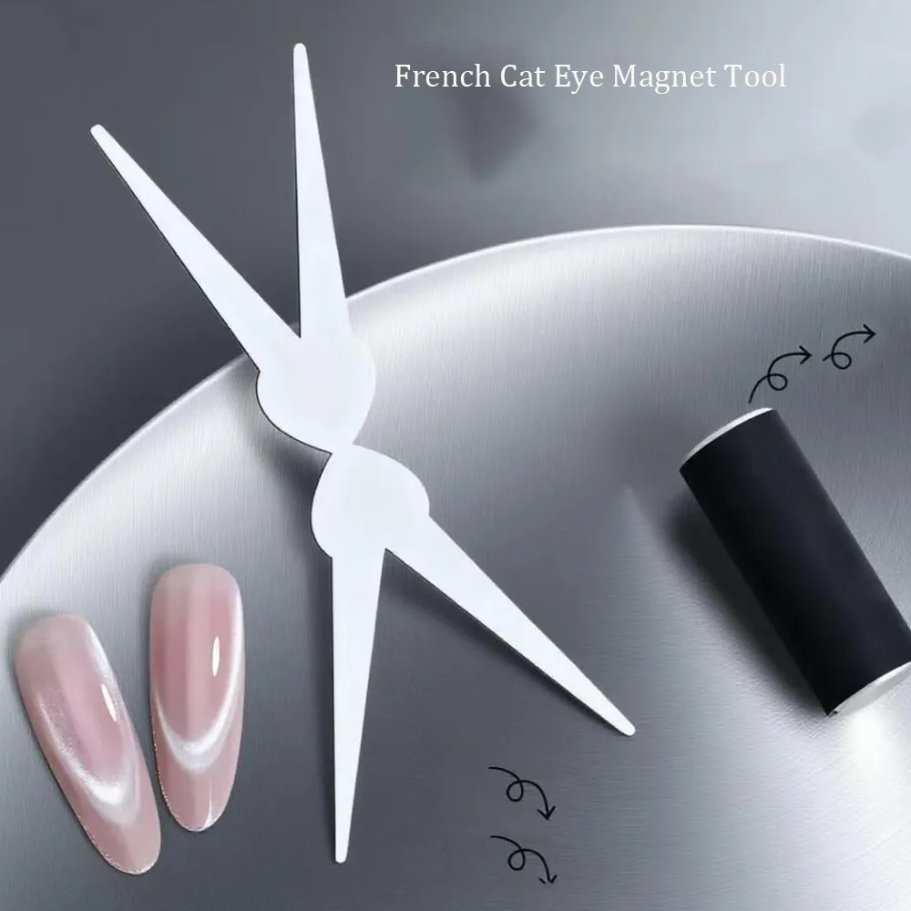 1/2Pcs Double-Head French Nail Art Magnet Set Strong Cat Eye Magnetic Rod French V-Shaped Effect Gel Polish Manicure Magnet Tool