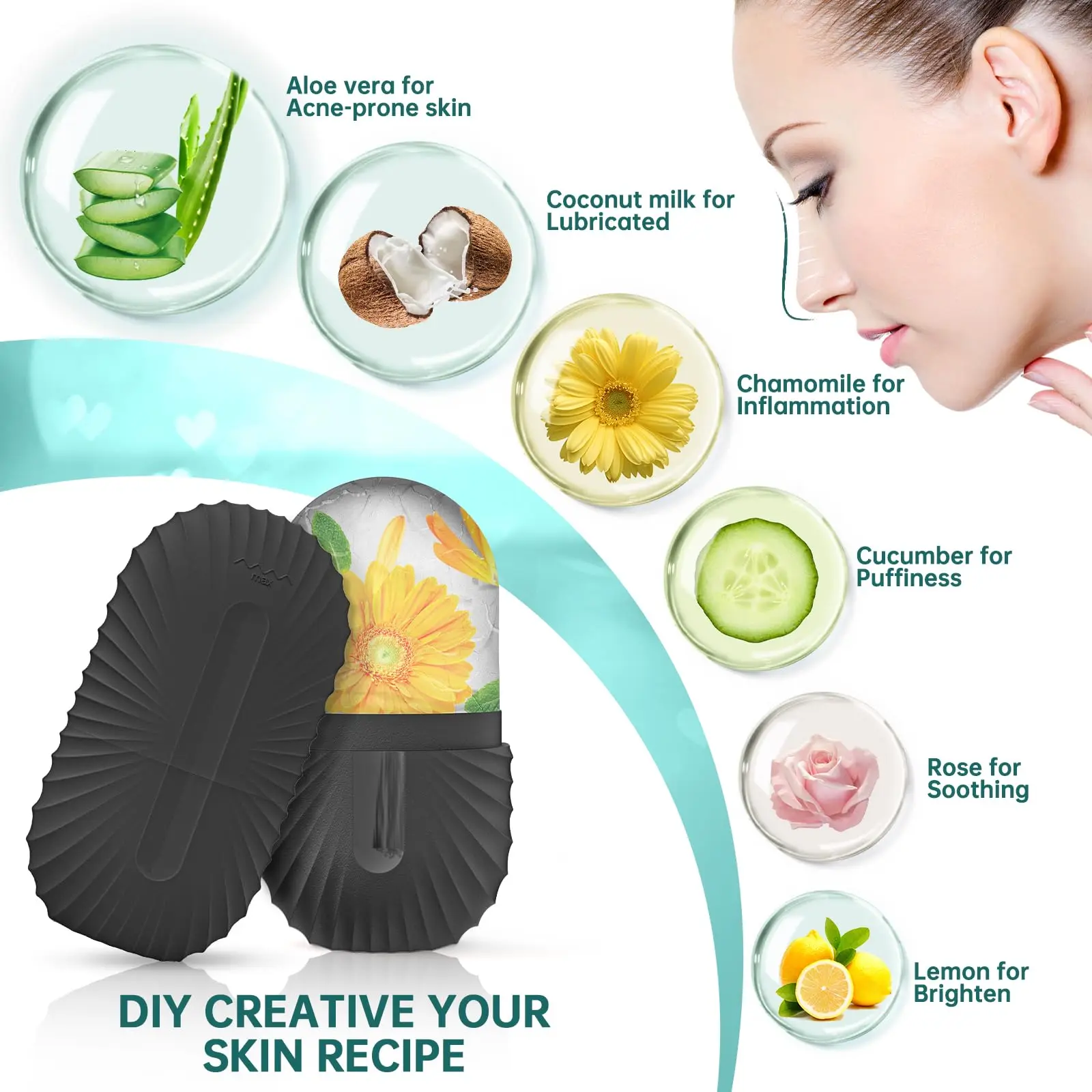 1/2/3pcs Ice Face Roller Facial Skincare Ice Roller Facial Roller GuaSha Face Tool Set Face Massage Roller Lifting Contouring