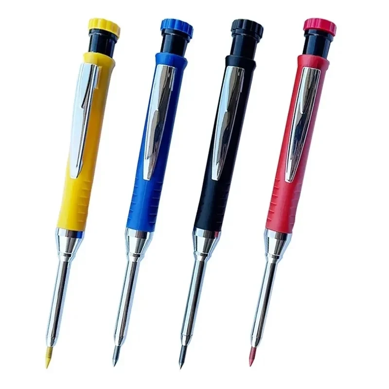 Solid Carpenter Pencil Set Woodworking Tools Mechanical Pencil 5 Colors Refill Construction Job Tools Carpentry Marking Scriber