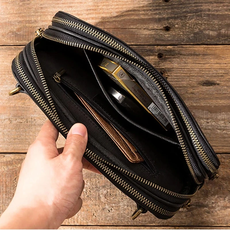 AETOO Genuine Leather Men's Chest Bag Messenger Bag Shoulder Bag Casual First Layer Cowhide Waist Bag Trendy Men's Bag