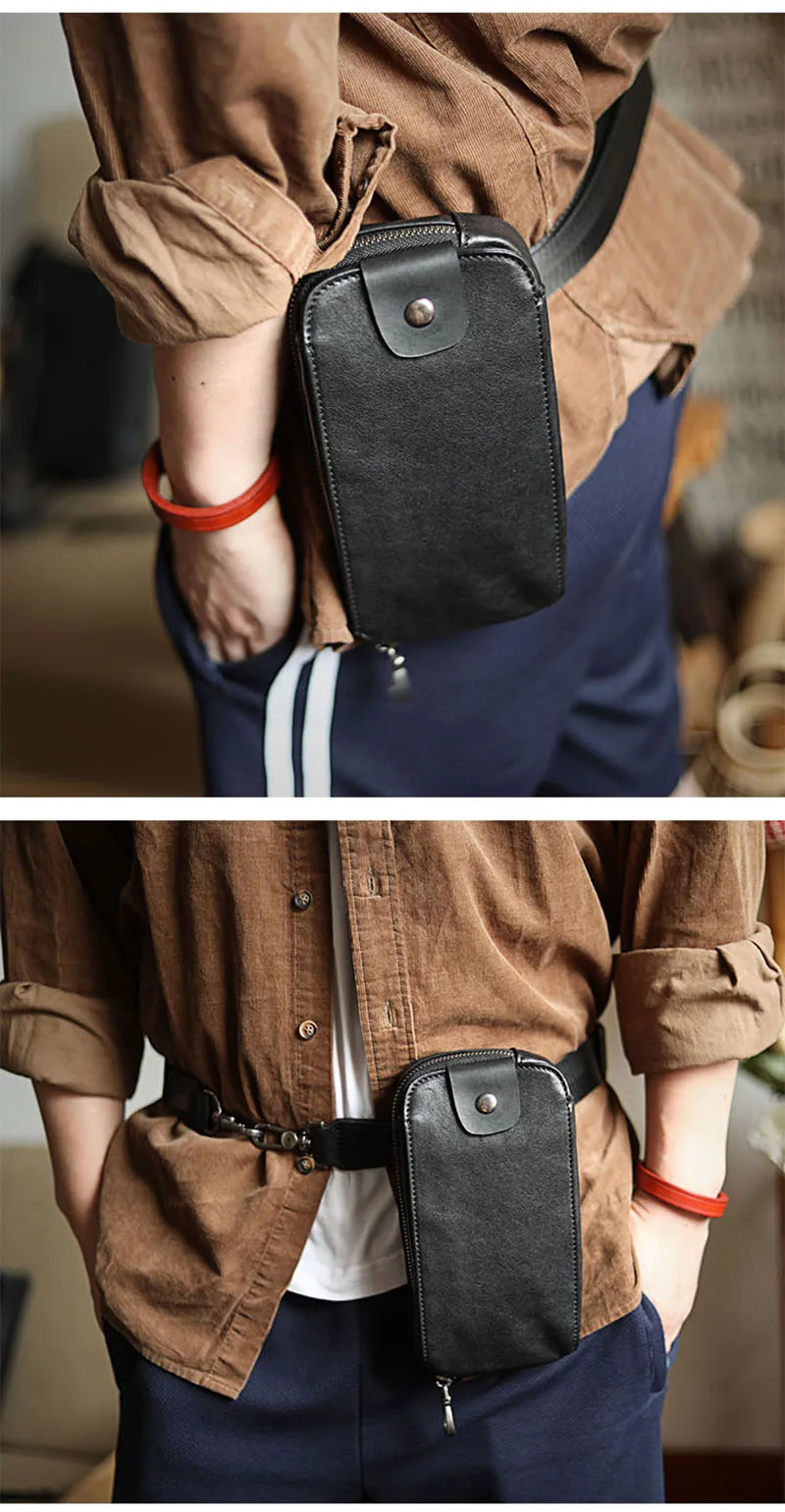 AETOO Genuine Leather Men's Chest Bag Messenger Bag Shoulder Bag Casual First Layer Cowhide Waist Bag Trendy Men's Bag