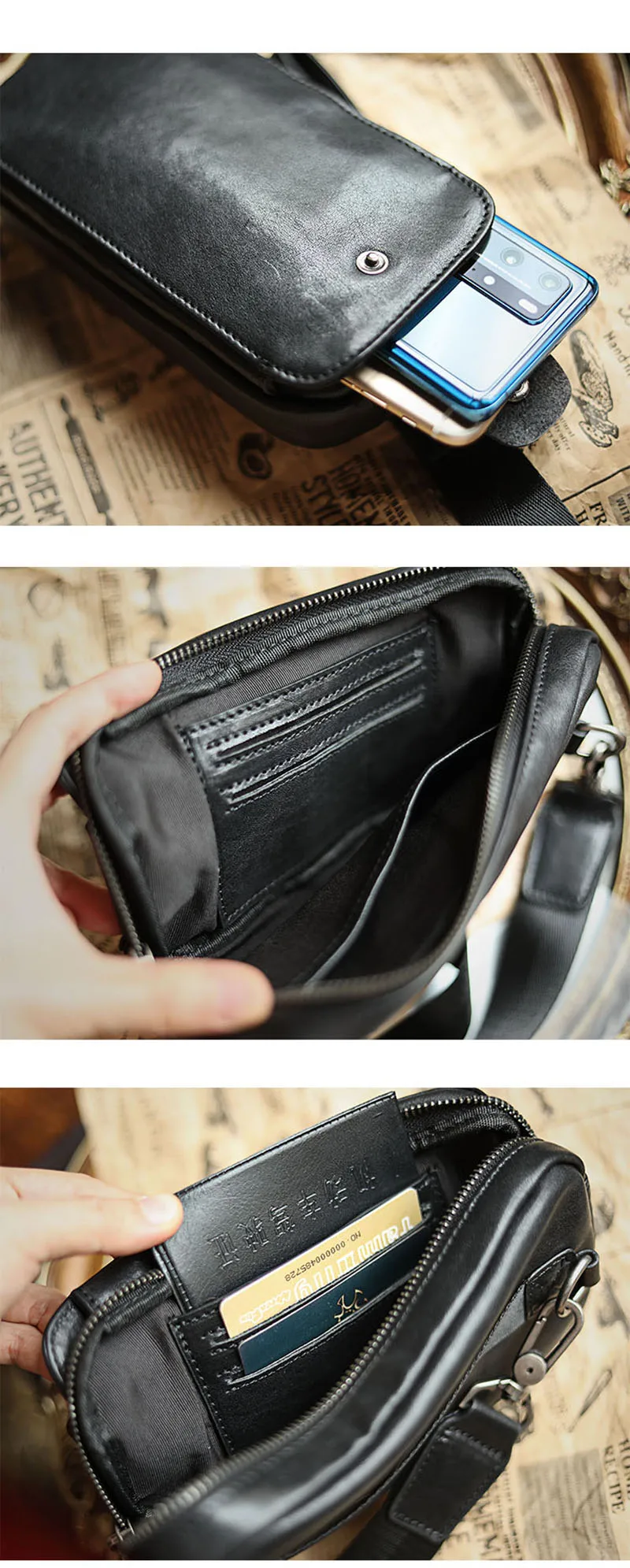 AETOO Genuine Leather Men's Chest Bag Messenger Bag Shoulder Bag Casual First Layer Cowhide Waist Bag Trendy Men's Bag