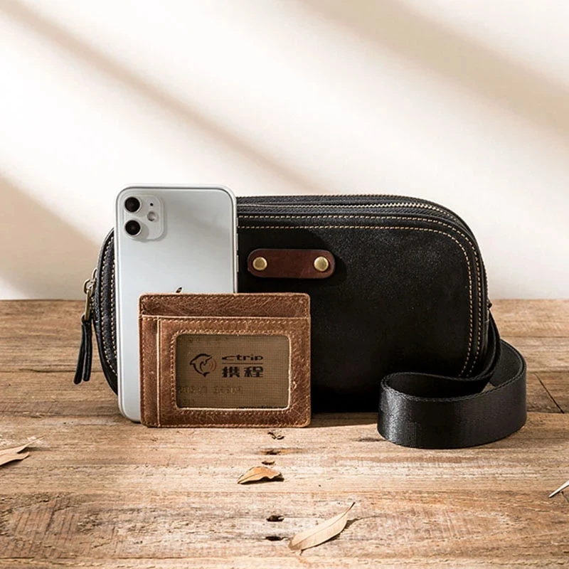 AETOO Genuine Leather Men's Chest Bag Messenger Bag Shoulder Bag Casual First Layer Cowhide Waist Bag Trendy Men's Bag