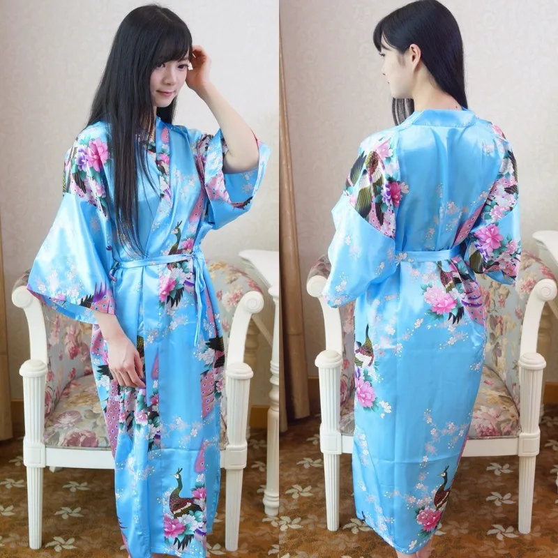 Sexy Women Long Robe With Pocket Wedding Bride Bridesmaid Dressing Gown Rayon Kimono Bathrobe Large Size S-XXXL Night Dress