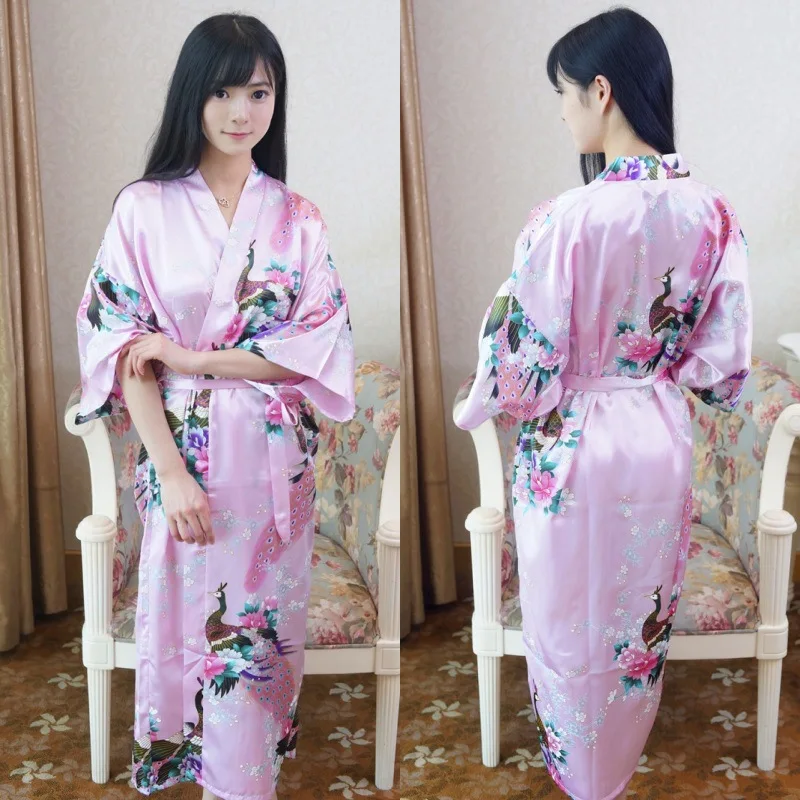 Sexy Women Long Robe With Pocket Wedding Bride Bridesmaid Dressing Gown Rayon Kimono Bathrobe Large Size S-XXXL Night Dress