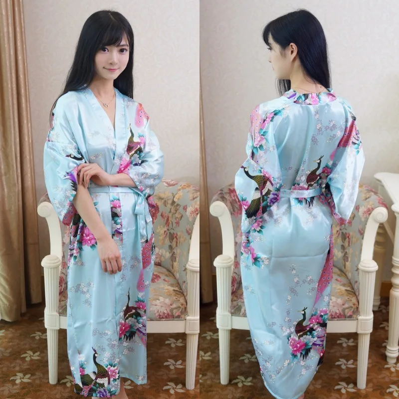 Sexy Women Long Robe With Pocket Wedding Bride Bridesmaid Dressing Gown Rayon Kimono Bathrobe Large Size S-XXXL Night Dress