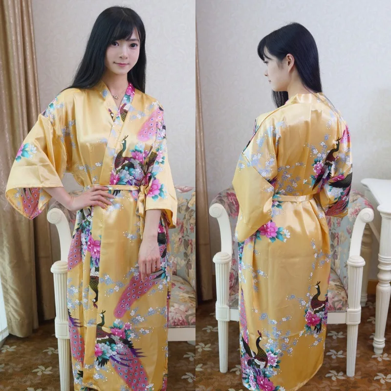 Sexy Women Long Robe With Pocket Wedding Bride Bridesmaid Dressing Gown Rayon Kimono Bathrobe Large Size S-XXXL Night Dress