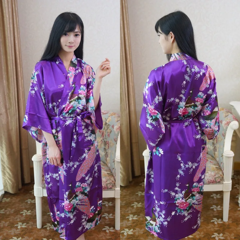Sexy Women Long Robe With Pocket Wedding Bride Bridesmaid Dressing Gown Rayon Kimono Bathrobe Large Size S-XXXL Night Dress