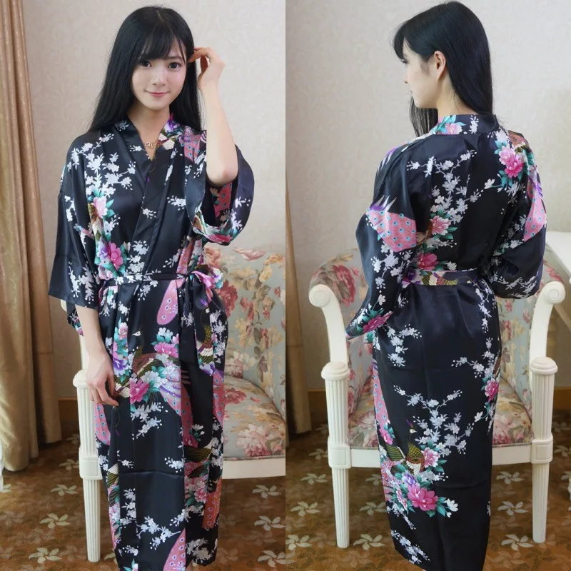 Sexy Women Long Robe With Pocket Wedding Bride Bridesmaid Dressing Gown Rayon Kimono Bathrobe Large Size S-XXXL Night Dress