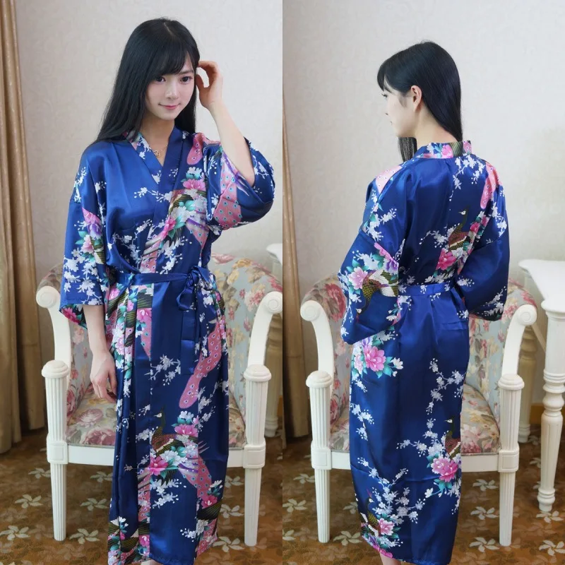 Sexy Women Long Robe With Pocket Wedding Bride Bridesmaid Dressing Gown Rayon Kimono Bathrobe Large Size S-XXXL Night Dress