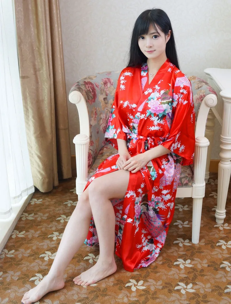 Sexy Women Long Robe With Pocket Wedding Bride Bridesmaid Dressing Gown Rayon Kimono Bathrobe Large Size S-XXXL Night Dress