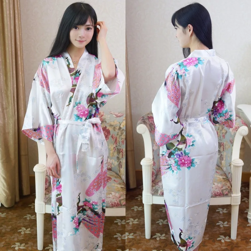 Sexy Women Long Robe With Pocket Wedding Bride Bridesmaid Dressing Gown Rayon Kimono Bathrobe Large Size S-XXXL Night Dress