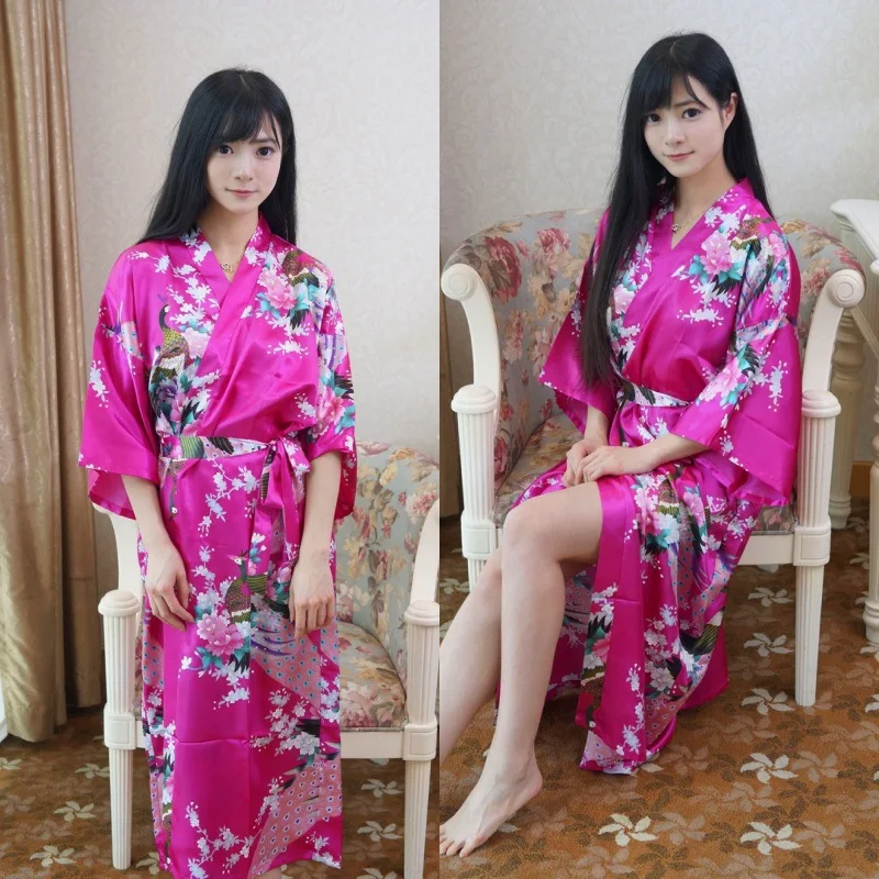 Sexy Women Long Robe With Pocket Wedding Bride Bridesmaid Dressing Gown Rayon Kimono Bathrobe Large Size S-XXXL Night Dress