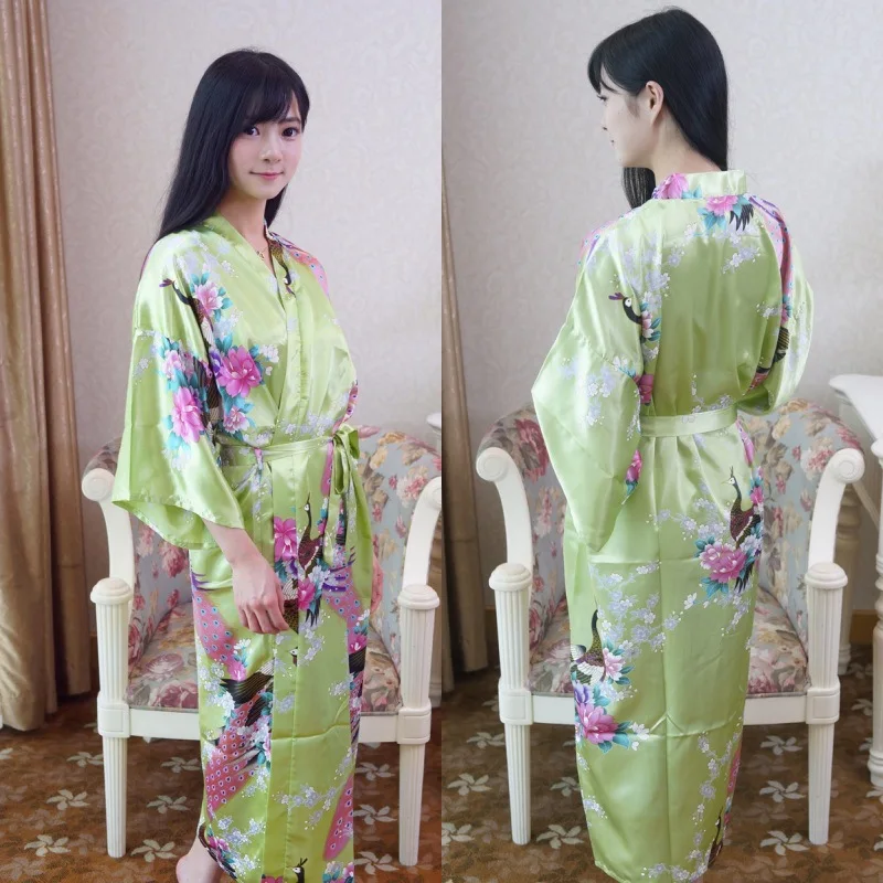 Sexy Women Long Robe With Pocket Wedding Bride Bridesmaid Dressing Gown Rayon Kimono Bathrobe Large Size S-XXXL Night Dress