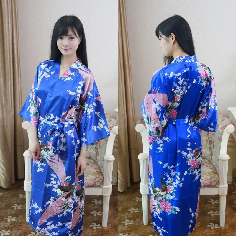 Sexy Women Long Robe With Pocket Wedding Bride Bridesmaid Dressing Gown Rayon Kimono Bathrobe Large Size S-XXXL Night Dress