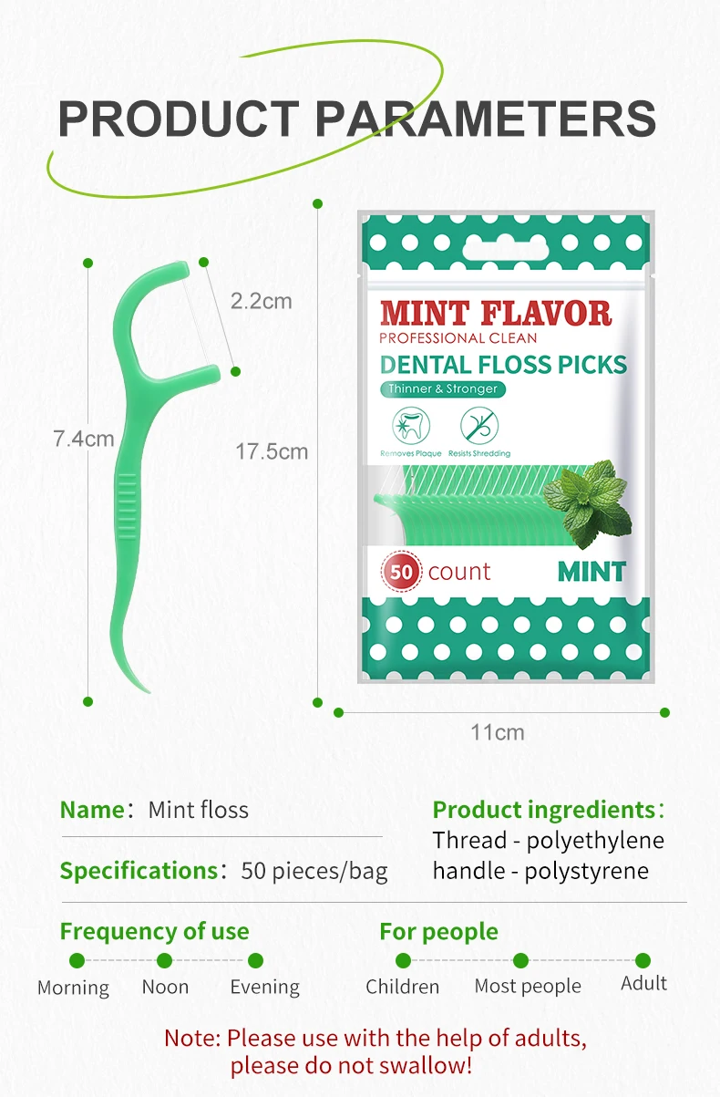 300/150/50pcs Mint Floss Stick - Disposable Floss Cleaning Stick - Toothpick to Remove Plaque and Food Residue - Oral Cleaning
