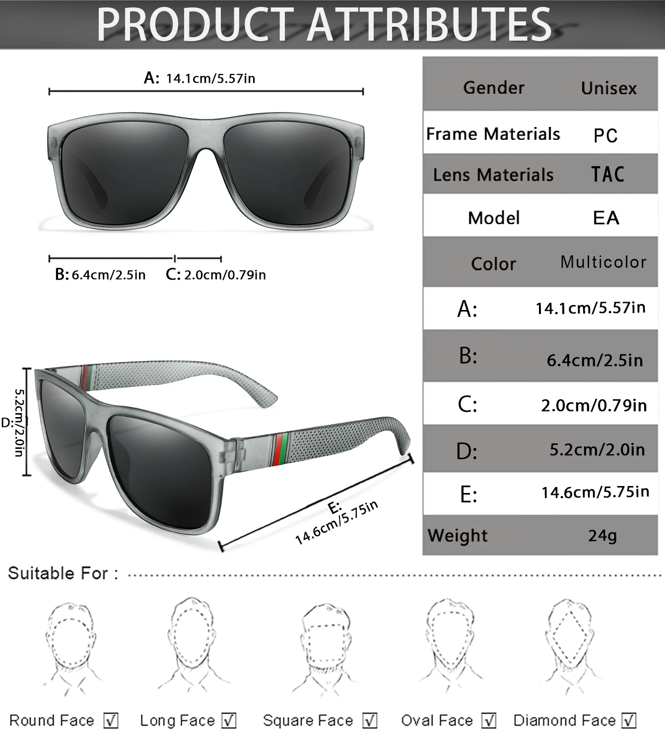 Classic Brand Men Square Polarized Fishing Sunglasses Outdoor Driving Cycling Running Goggles Vintage Large Frame UV400