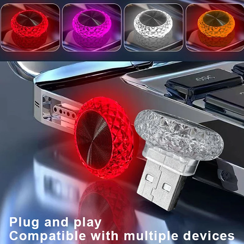 Portable Car USB Ambient Light Mini LED Decorative Atmosphere Lamps For Auto Interior Environment Light Computer Light Plug Play
