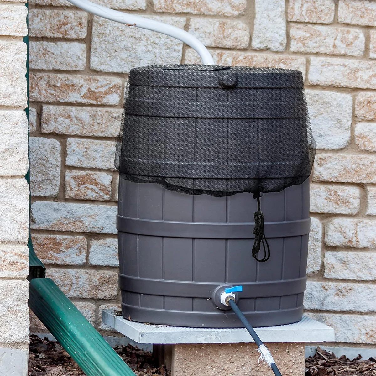 Rain Barrels Screen Water Bucket Covers,Rainwater Collector Tank Net Cover,Rain Water Collection Bucket Netting with Drawstring