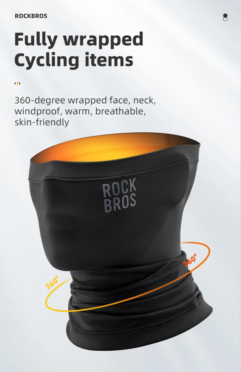 ROCKBROS Winter Keep Warm Cycling Face Mask Fleece Hiking Camping Ski Balaclava Neck Scarf Windproof MTB Road Bicycle Bike Mask