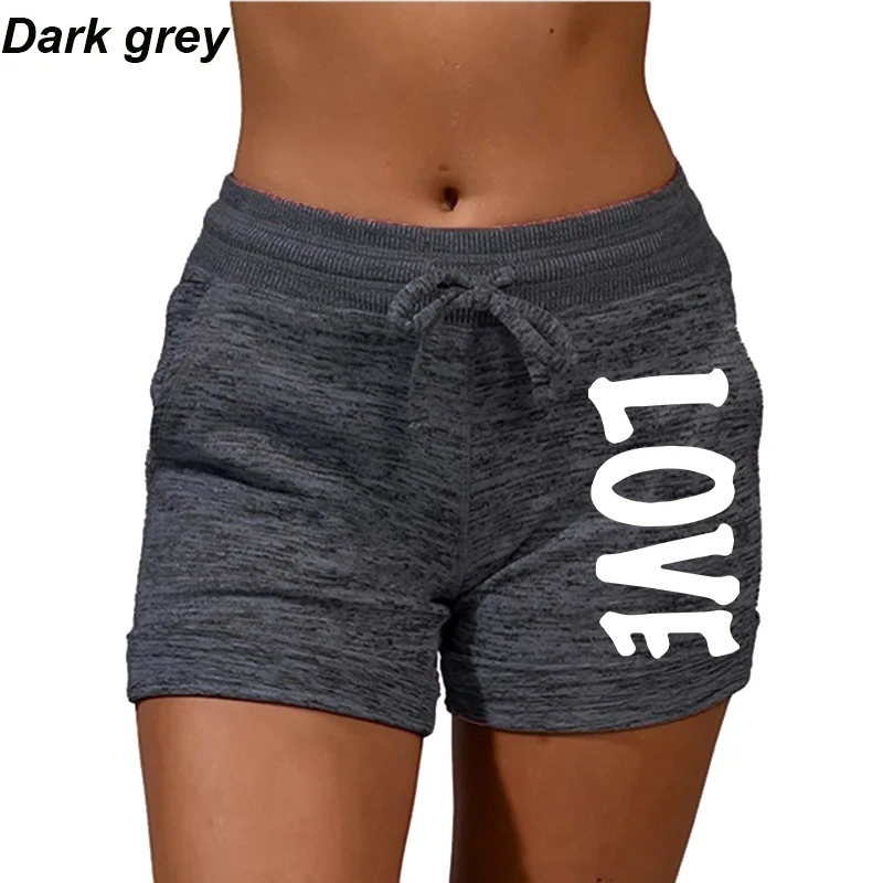 Summer Shorts Women's Love Printed Quick Drying Shorts YOGA SHORTS Women's Leisure Sports Fitness Shorts High Waist Drawstring