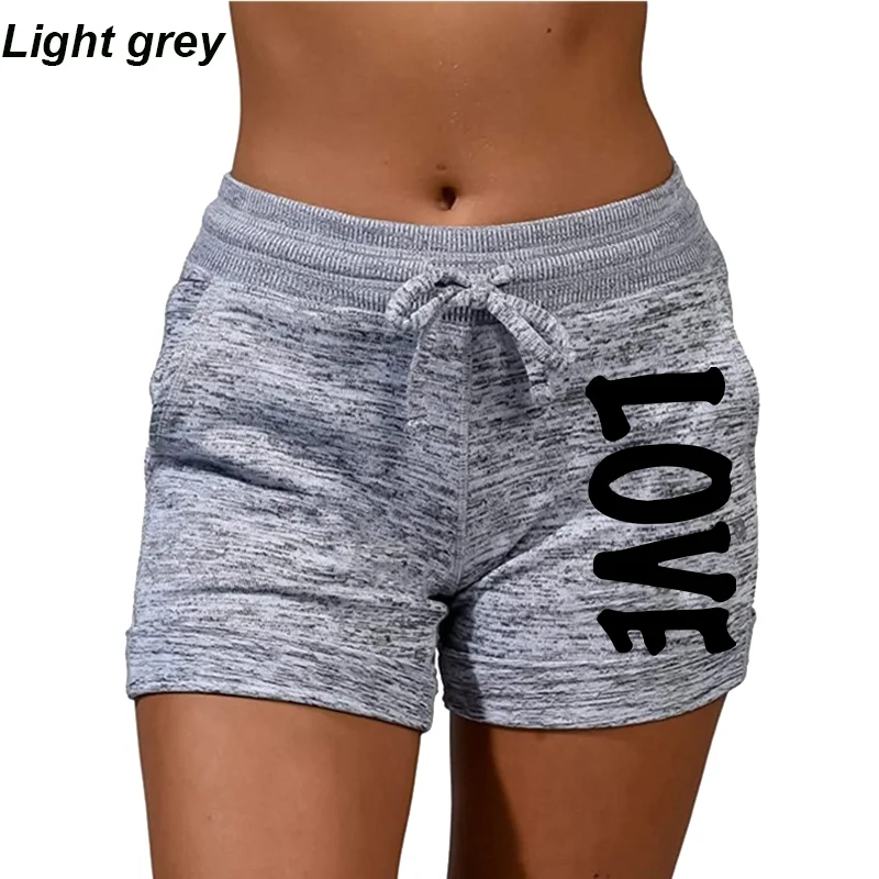 Summer Shorts Women's Love Printed Quick Drying Shorts YOGA SHORTS Women's Leisure Sports Fitness Shorts High Waist Drawstring