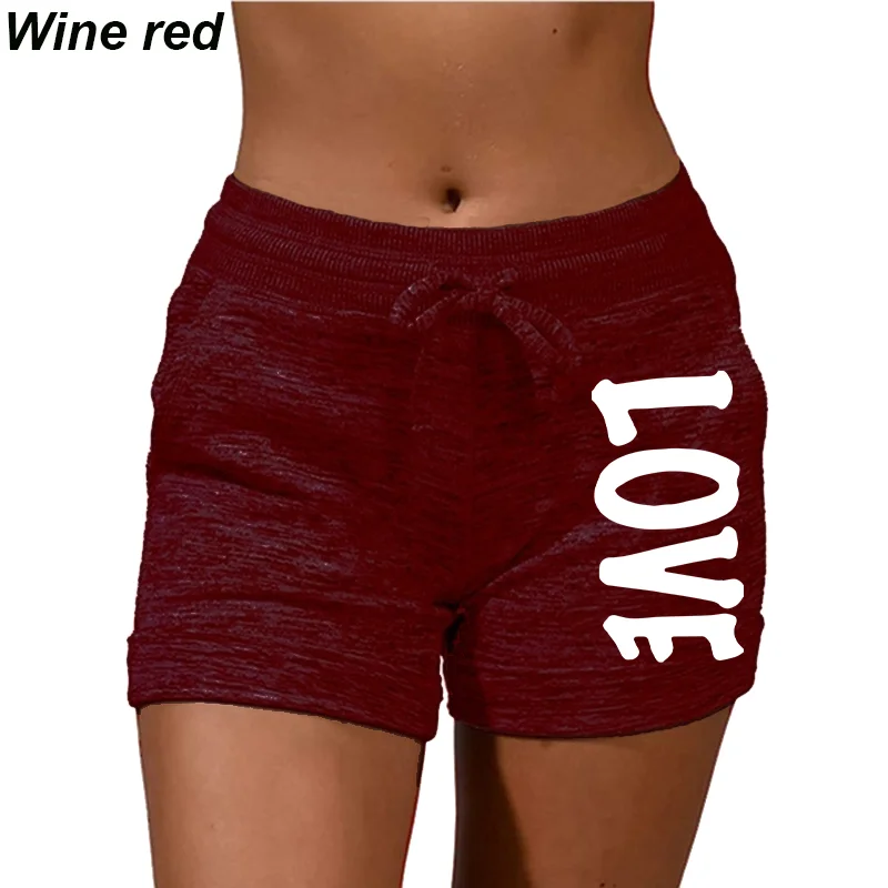 Summer Shorts Women's Love Printed Quick Drying Shorts YOGA SHORTS Women's Leisure Sports Fitness Shorts High Waist Drawstring