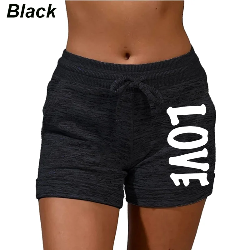 Summer Shorts Women's Love Printed Quick Drying Shorts YOGA SHORTS Women's Leisure Sports Fitness Shorts High Waist Drawstring