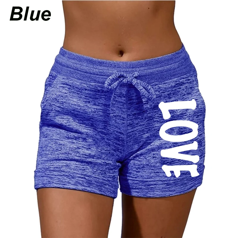 Summer Shorts Women's Love Printed Quick Drying Shorts YOGA SHORTS Women's Leisure Sports Fitness Shorts High Waist Drawstring